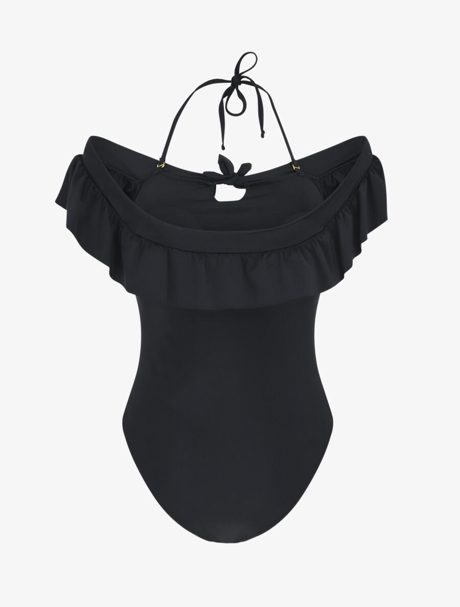 Maillot de bain 1 pièce à volants - Noir - 3