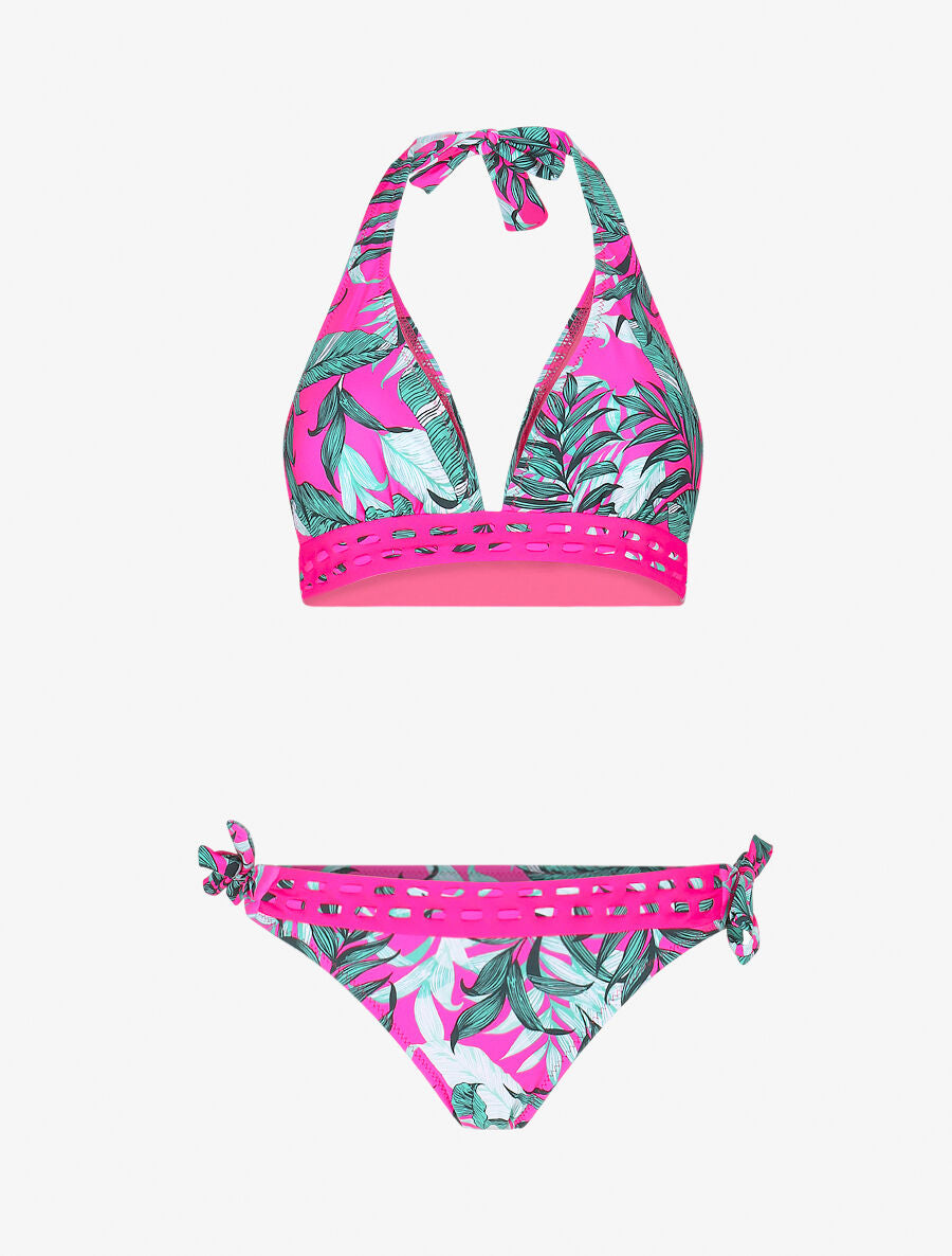 Bikini motif tropical - Rose fluo - 1