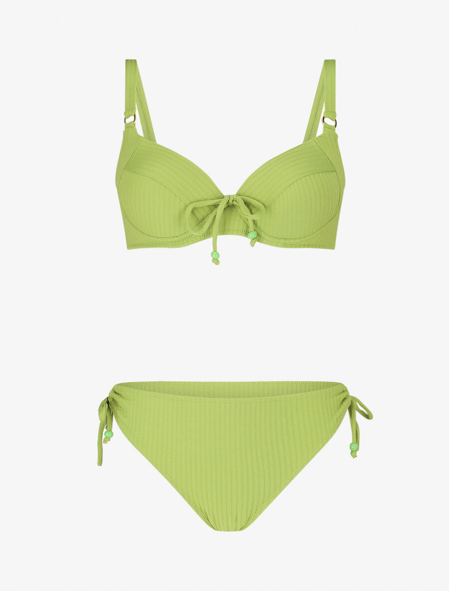 Bikini uni effet texturé - Vert anis - 1