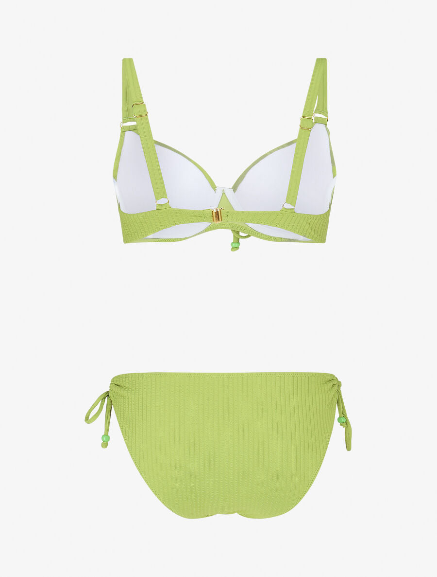 Bikini uni effet texturé - Vert anis - 2