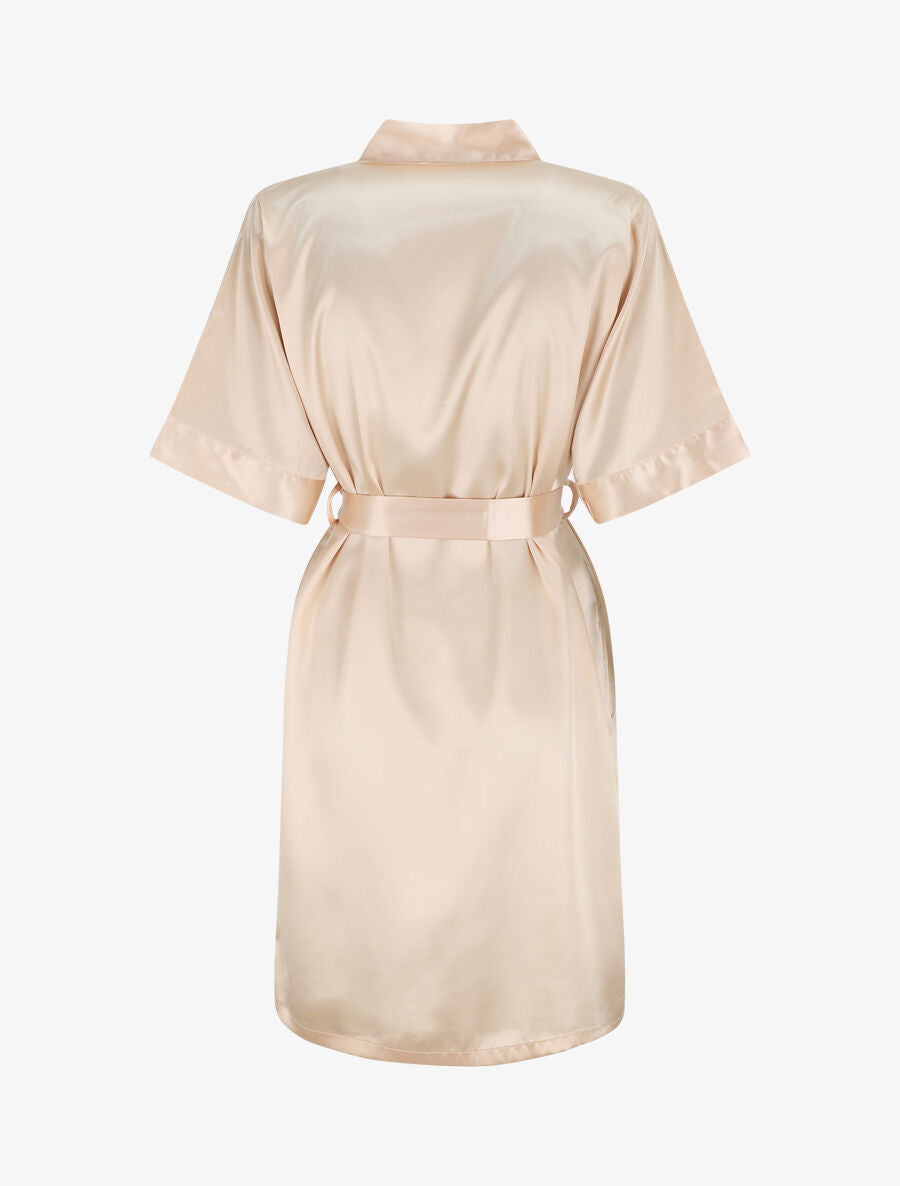 Ensemble kimono et nuisette satinés - Beige - 2