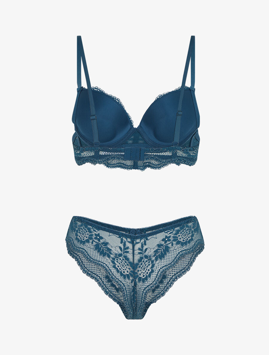 Ensemble soutien-gorge et tanga à détail irisé - Bleu canard - 2