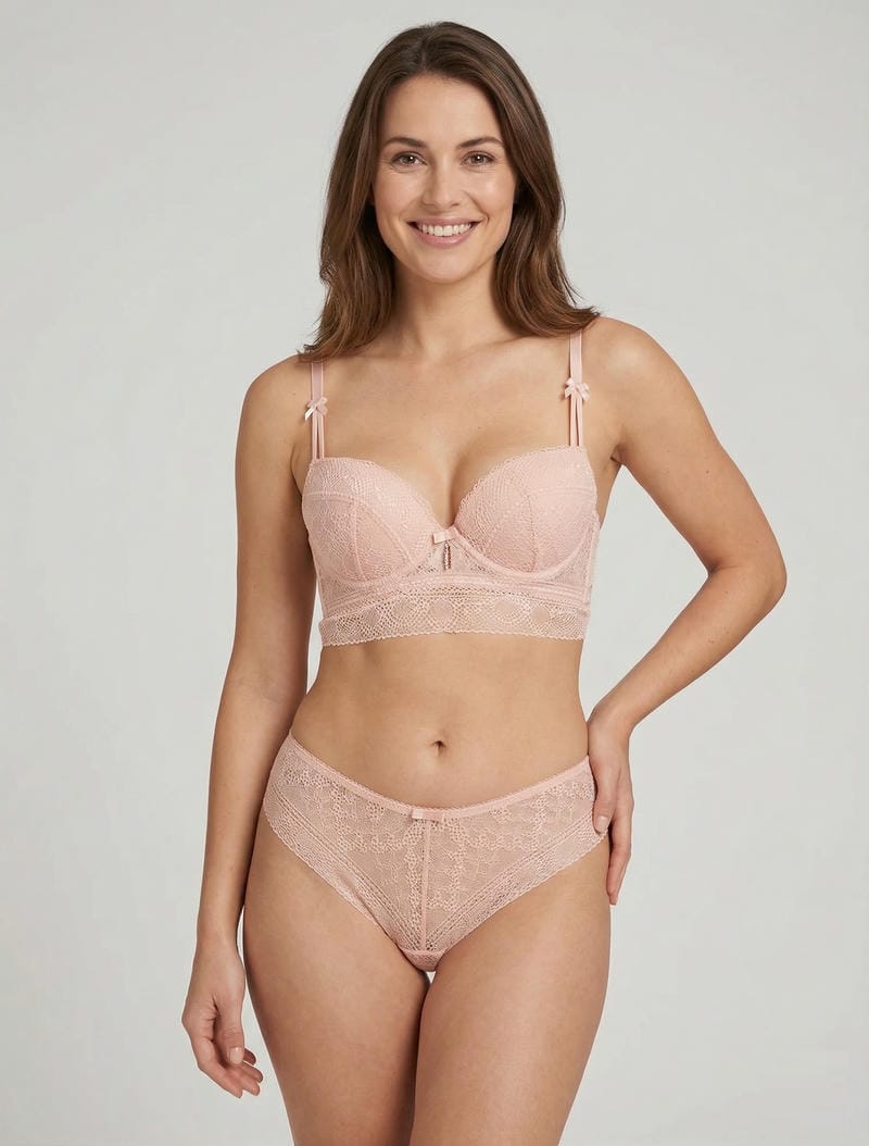 Ensemble soutien-gorge et culotte et bijoux strassé - Rose