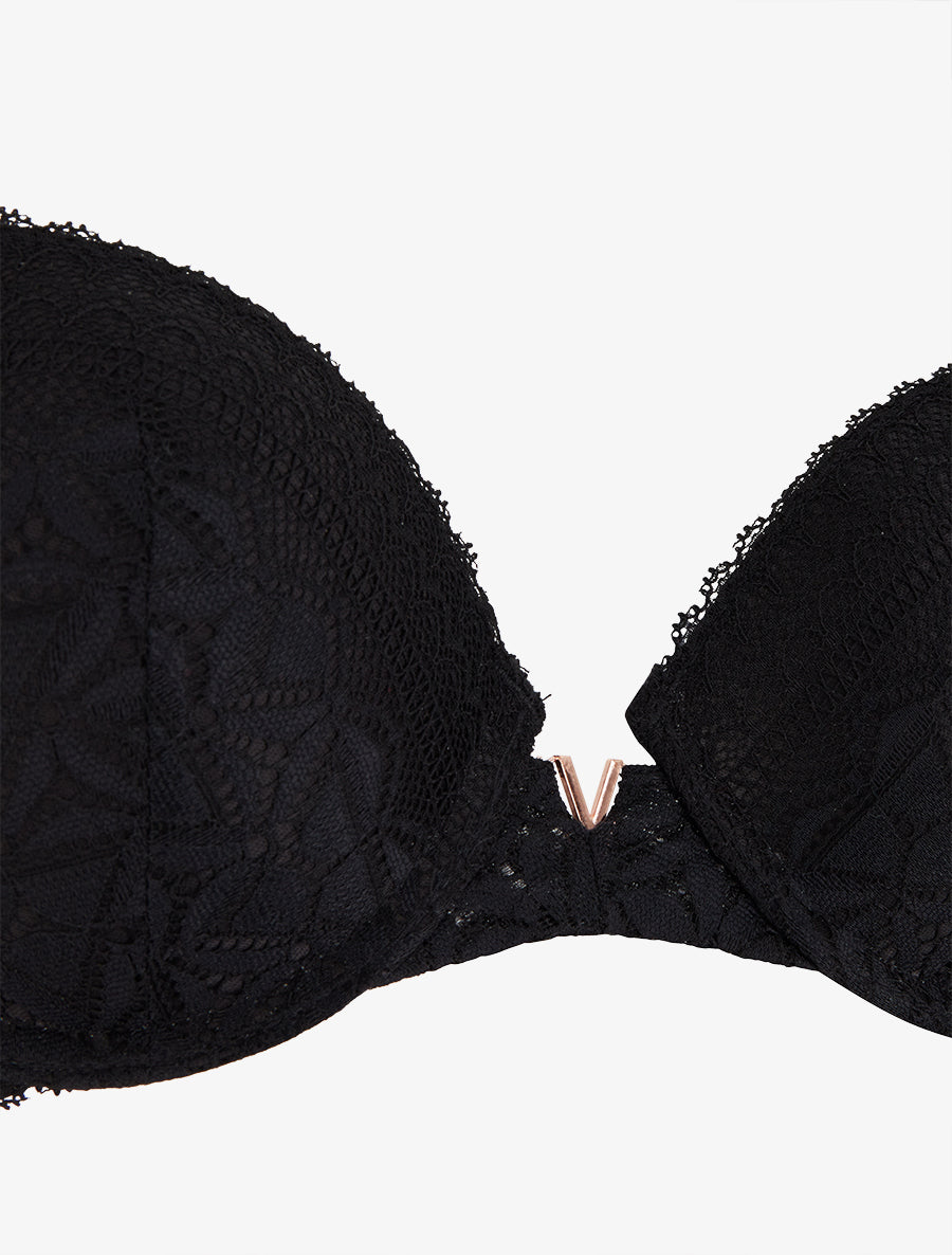 Ensemble soutien-gorge et culotte ajouré et bijou - Noir - 3