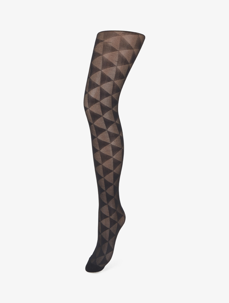 Collants fantaisies motif triangles - Noir - 1