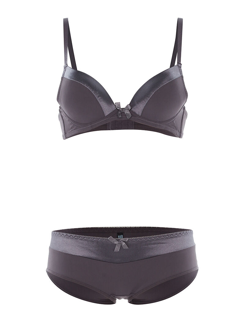 Ensemble SG et culotte à bord satiné - anthracite - 1