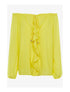 Blouse transparente à jabot - jaune fluo - 1