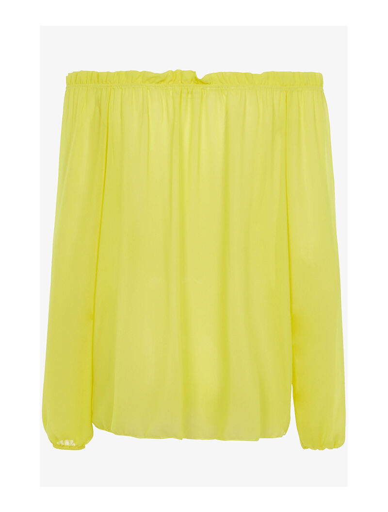 Blouse transparente à jabot - jaune fluo - 2