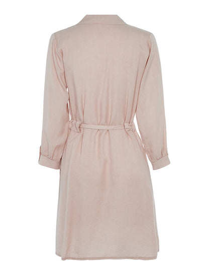 Robe chemise ceinturée en lyocell - rose orange - 2