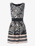 Robe évasée imprimé floral graphique - noir/rose - 3