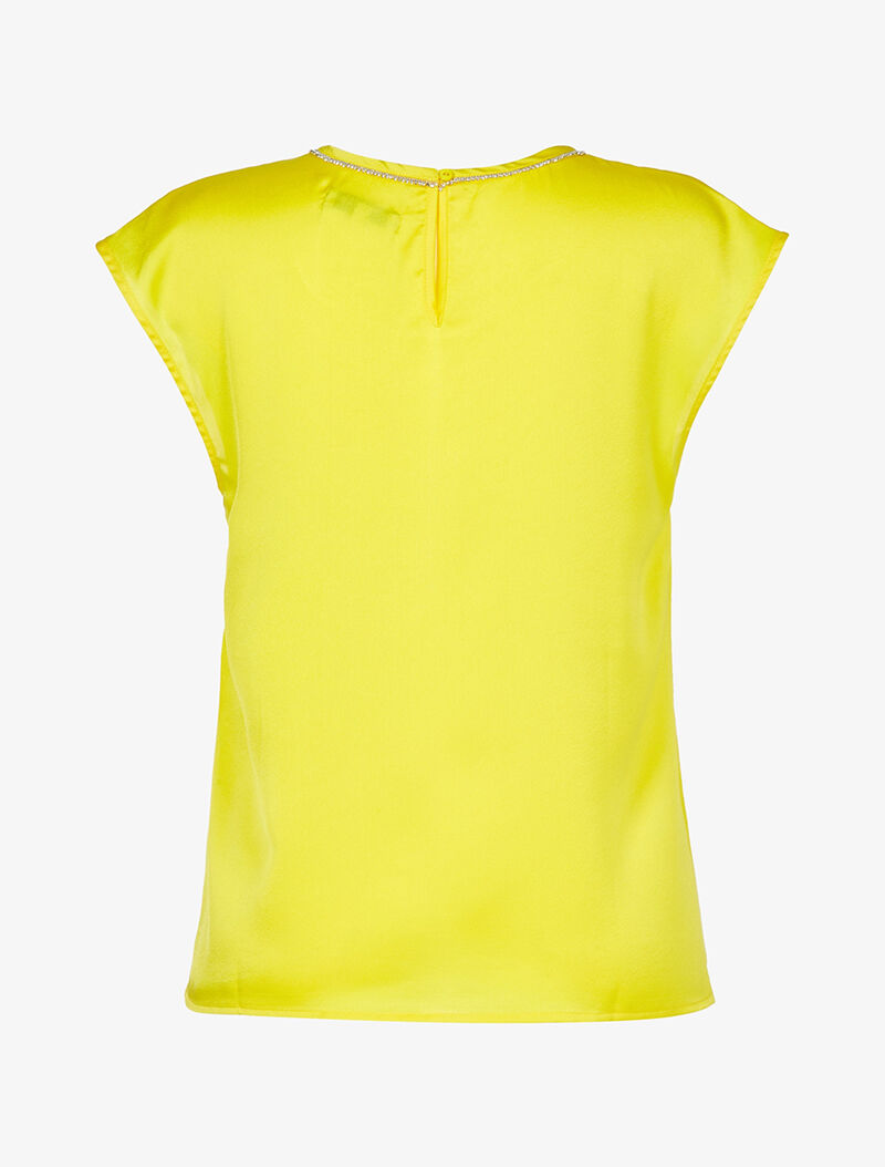 Top corsage droit à encolure strassée - jaune fluo - 2