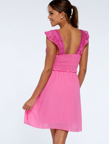 Robe buste corsage et bas en voile - fushia - 2