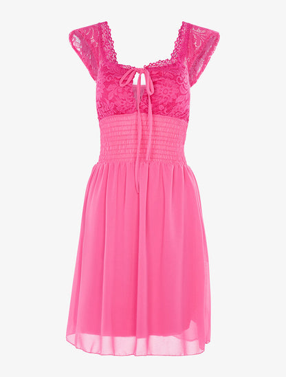 Robe buste corsage et bas en voile - fushia - 4