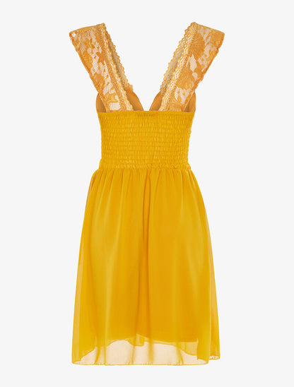 Robe buste corsage et bas en voile - moutarde - 2