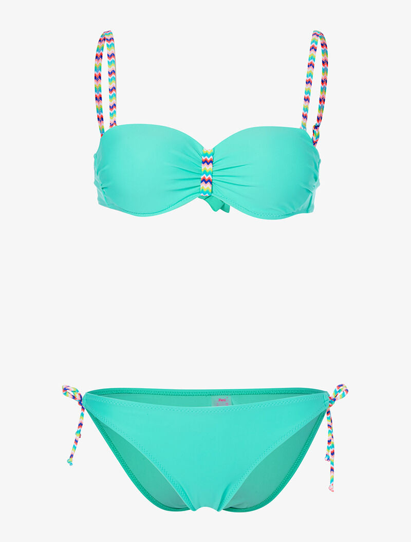 Bikini bretelles zig-zag - turquoise - 1
