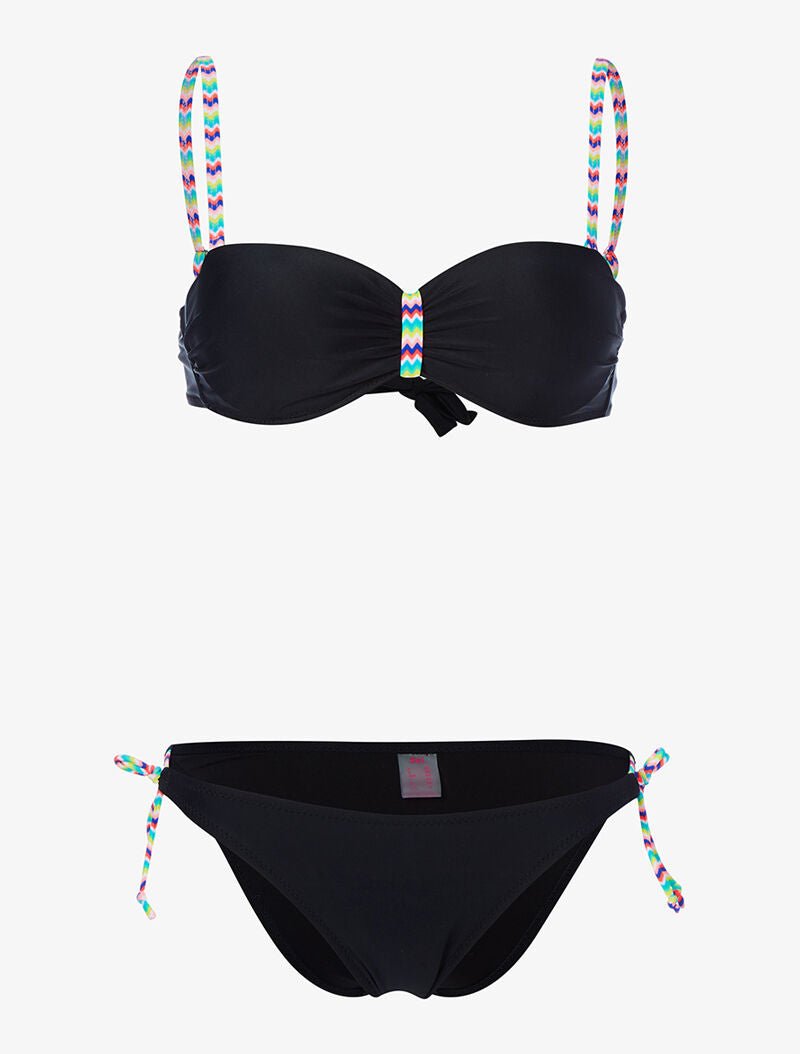 Bikini bretelles zig-zag - noir - 1