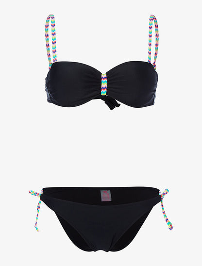 Bikini bretelles zig-zag - noir - 1