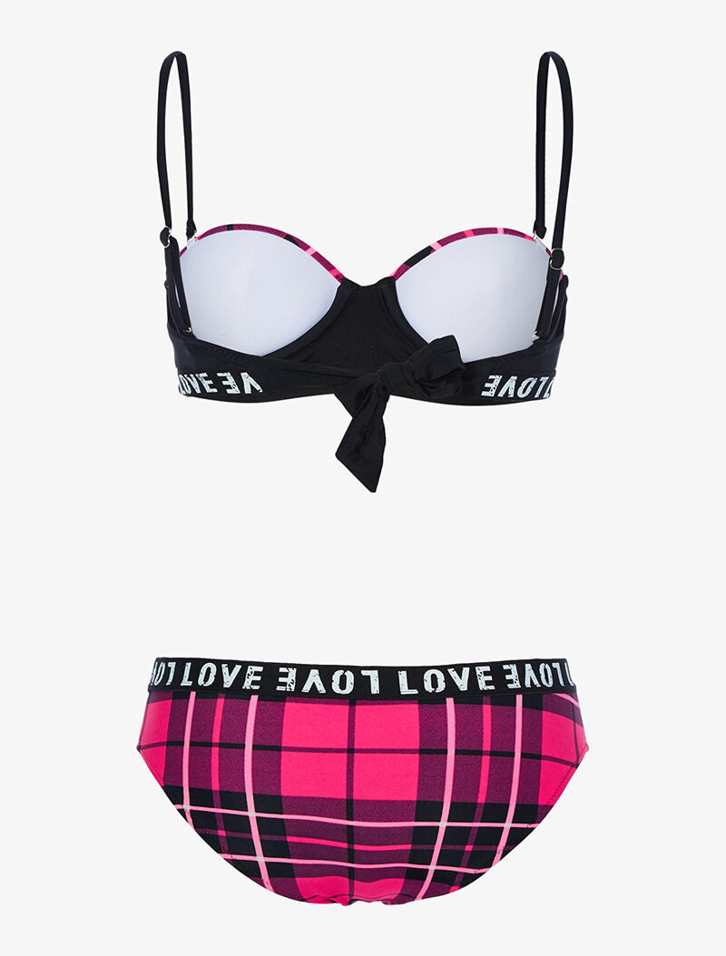 Bikini Love imprimé tartan - fushia - 2