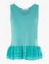 Débardeur bas volanté en voile - turquoise - 1