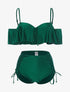 Bikini volanté et taille haute - vert - 1