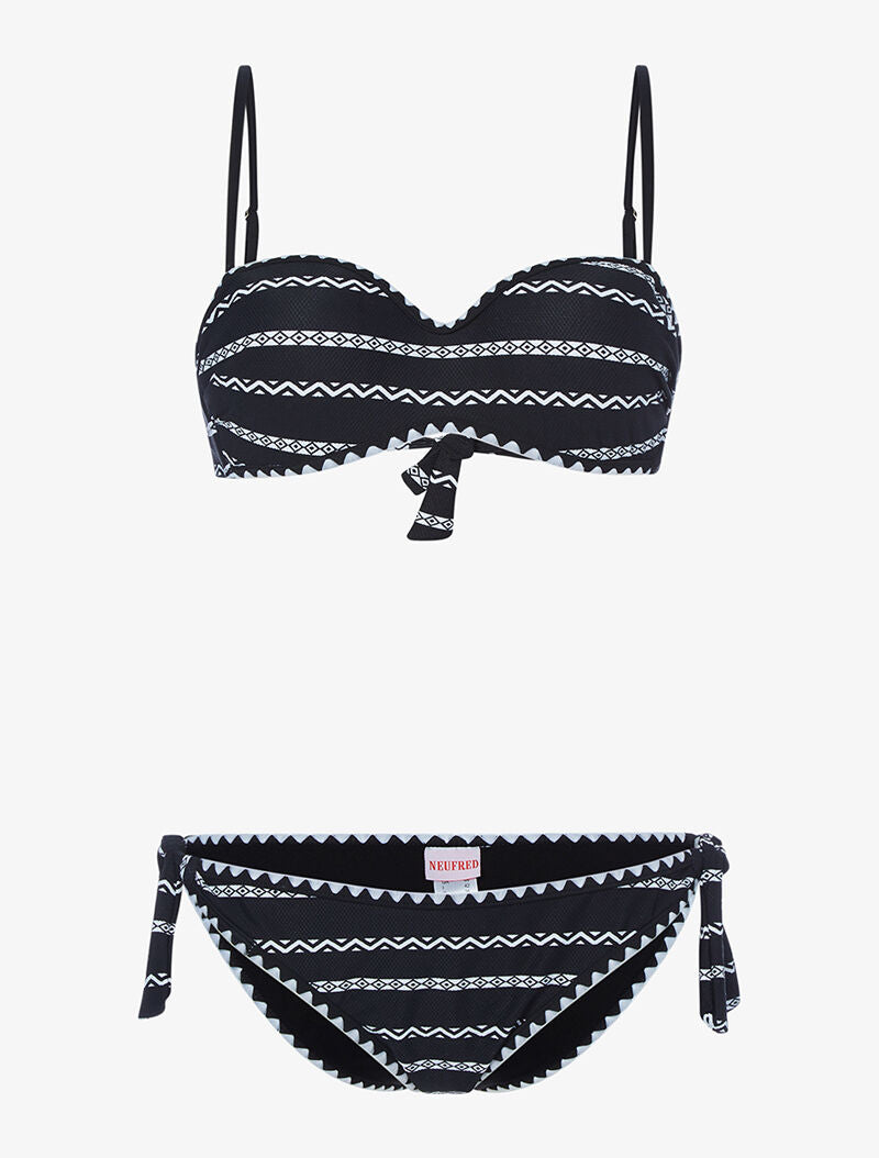 Bikini imprimé éthnique - noir/blanc - 1