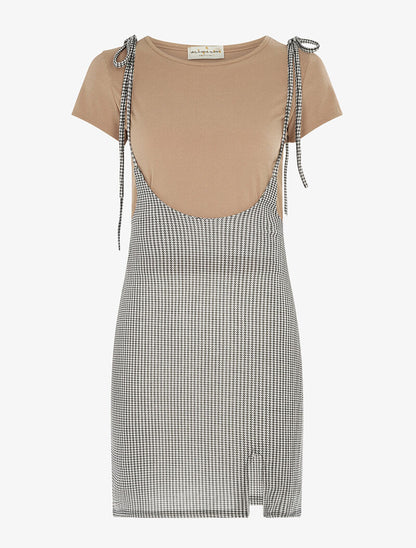 Tunique à imprimé et t-shirt côtelé - taupe - 3