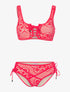 Bikini doublé en crochet - corail fluo/beige - 1
