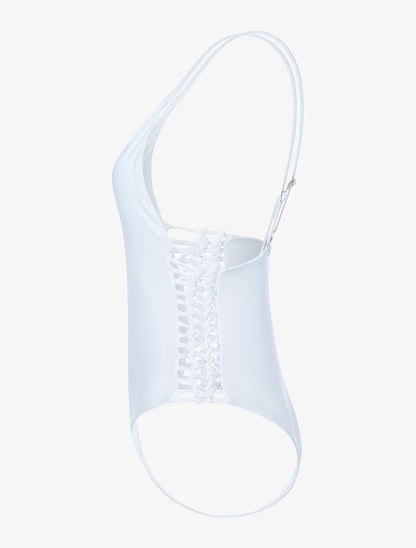 Monokini ajouré sur les côtés - blanc - 3