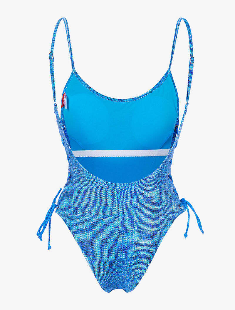 Monokini à oeillets et lacets - bleu - 2