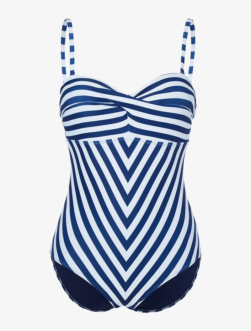 Monokini à rayures - marine - 1