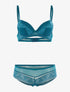 Ensemble SG et shorty en voile et dentelle - bleu canard - 3