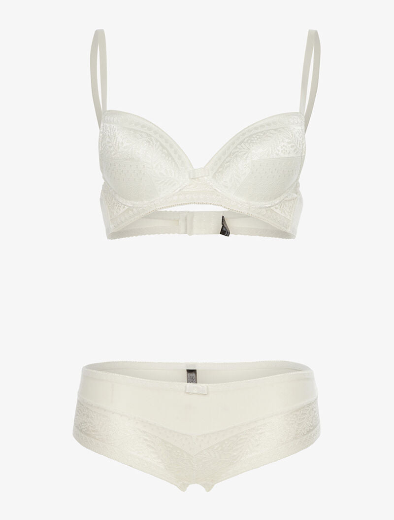 Ensemble SG et shorty en voile et dentelle - blanc - 3