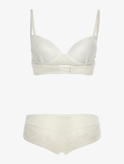 Ensemble SG et shorty en voile et dentelle - blanc - 2