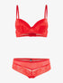Ensemble SG et shorty en voile et dentelle - rouge - 1