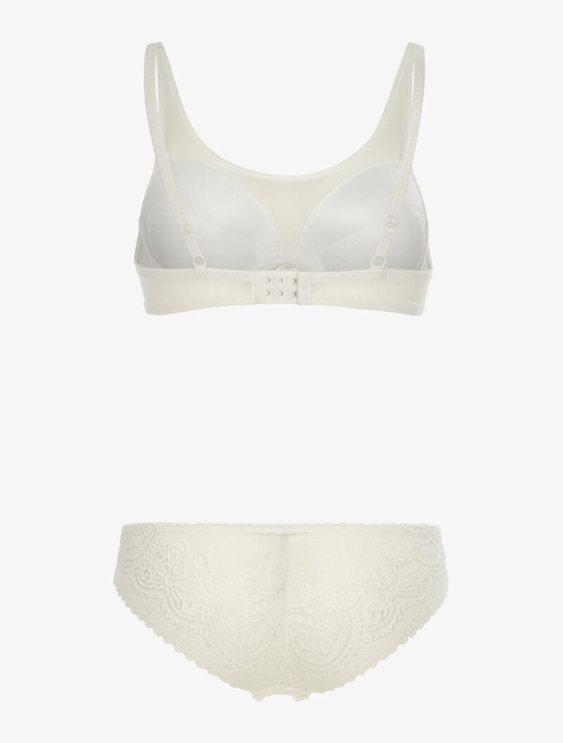 Ensemble en dentelle ajourée et tulle - ecru - 2