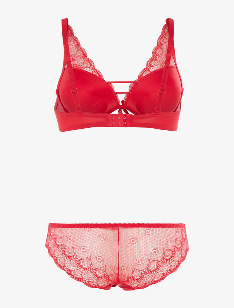 Ensemble en dentelle effet triangle - rouge - 2