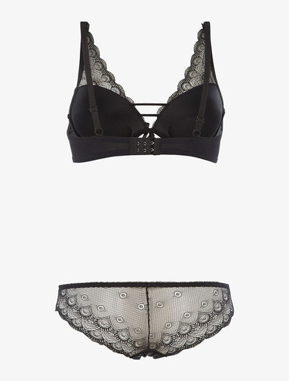 Ensemble en dentelle effet triangle - noir - 2