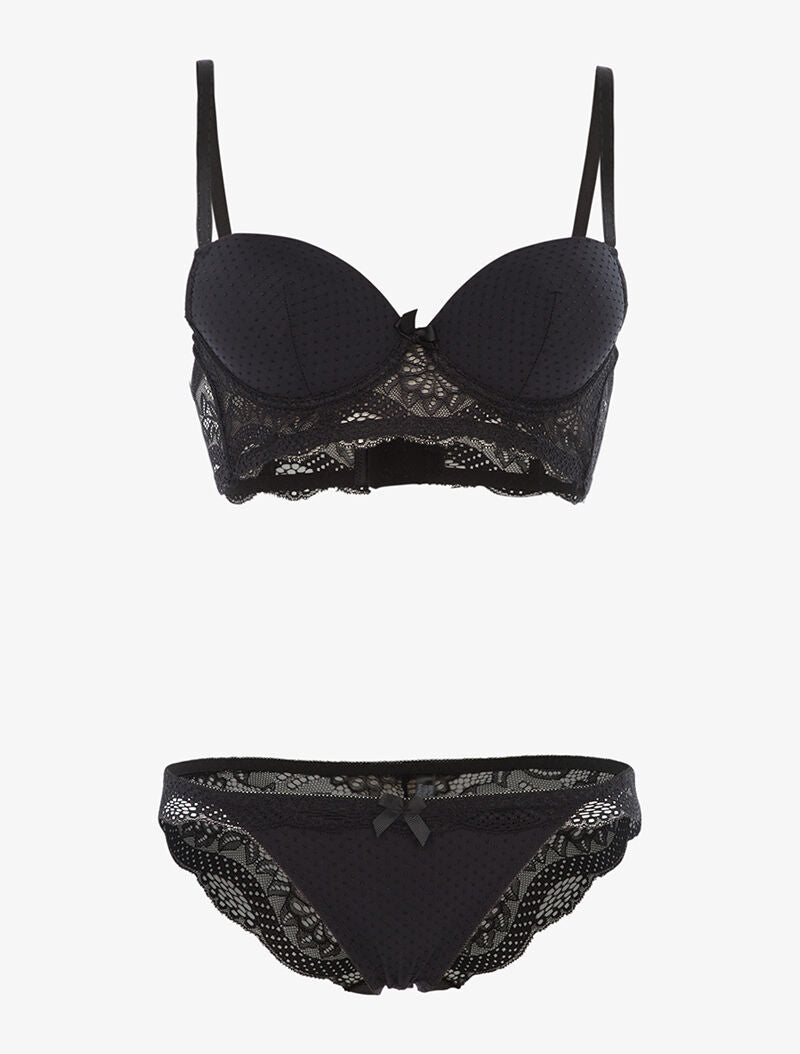 Ensemble soutien-gorge bustier - noir - 1