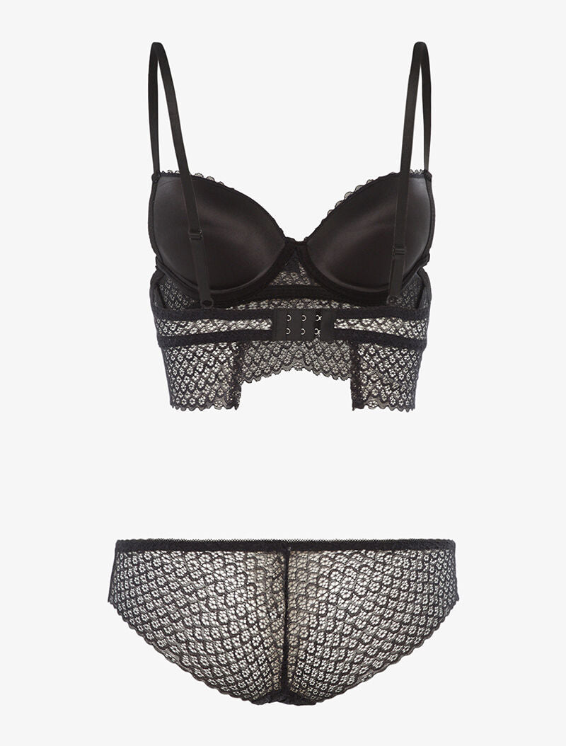 Ensemble SG et shorty dentelle vagues - noir - 2