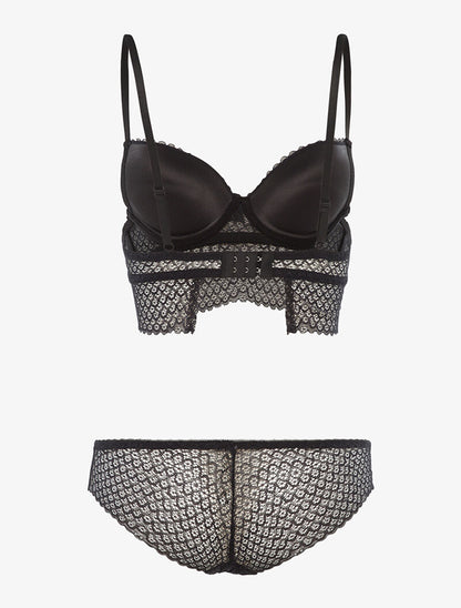 Ensemble SG et shorty dentelle vagues - noir - 2
