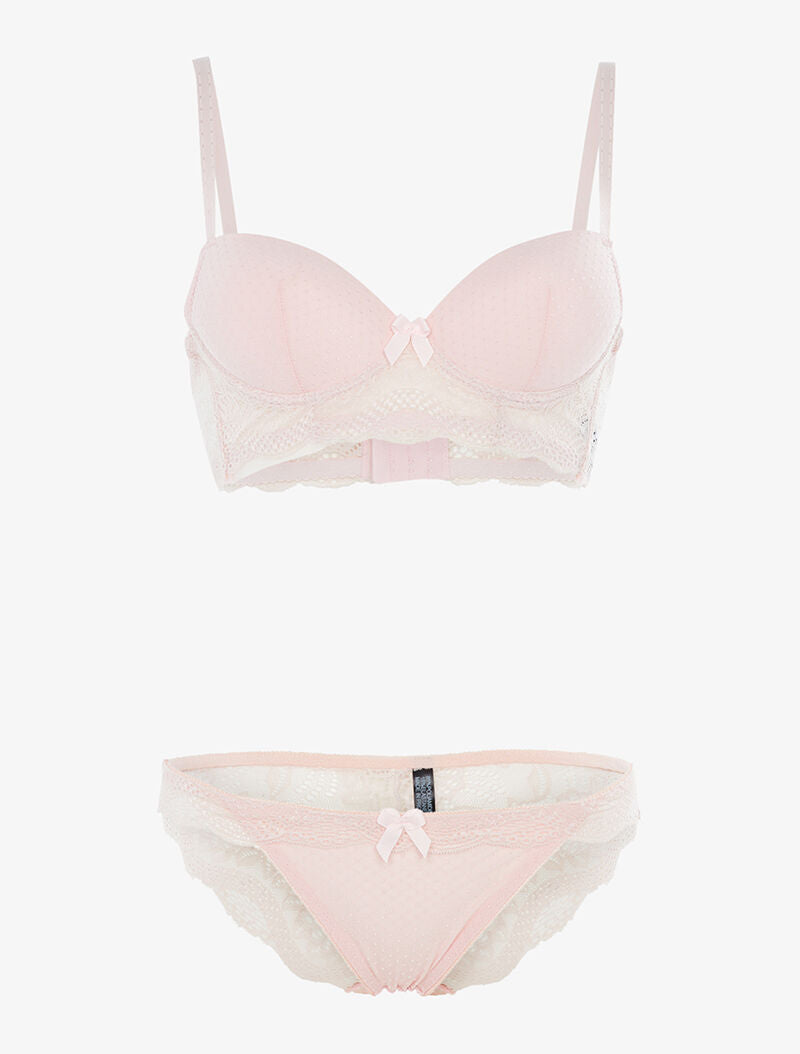 Ensemble soutien-gorge bustier - rose - 1