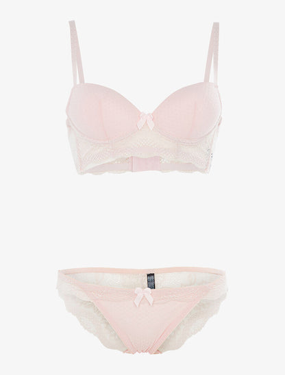 Ensemble soutien-gorge bustier - rose - 1