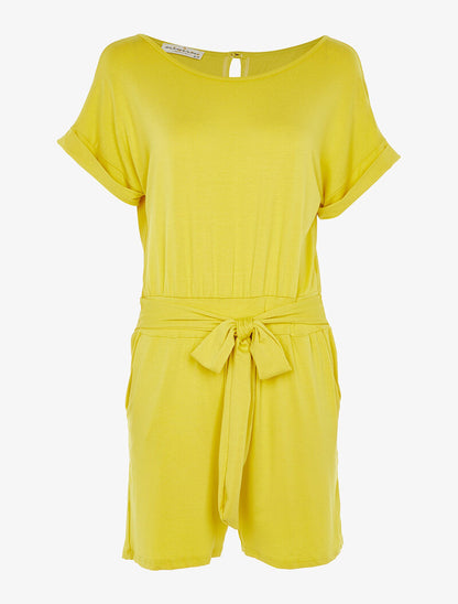 Combishort ceinturé fluide - jaune - 1