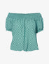 Top à pois encolure bardot - turquoise/noir - 1