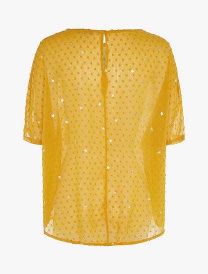Blouse transparente à motifs étoilés - moutarde - 2