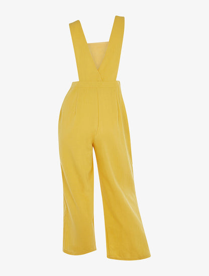 Salopette en coton effet lin - jaune - 2