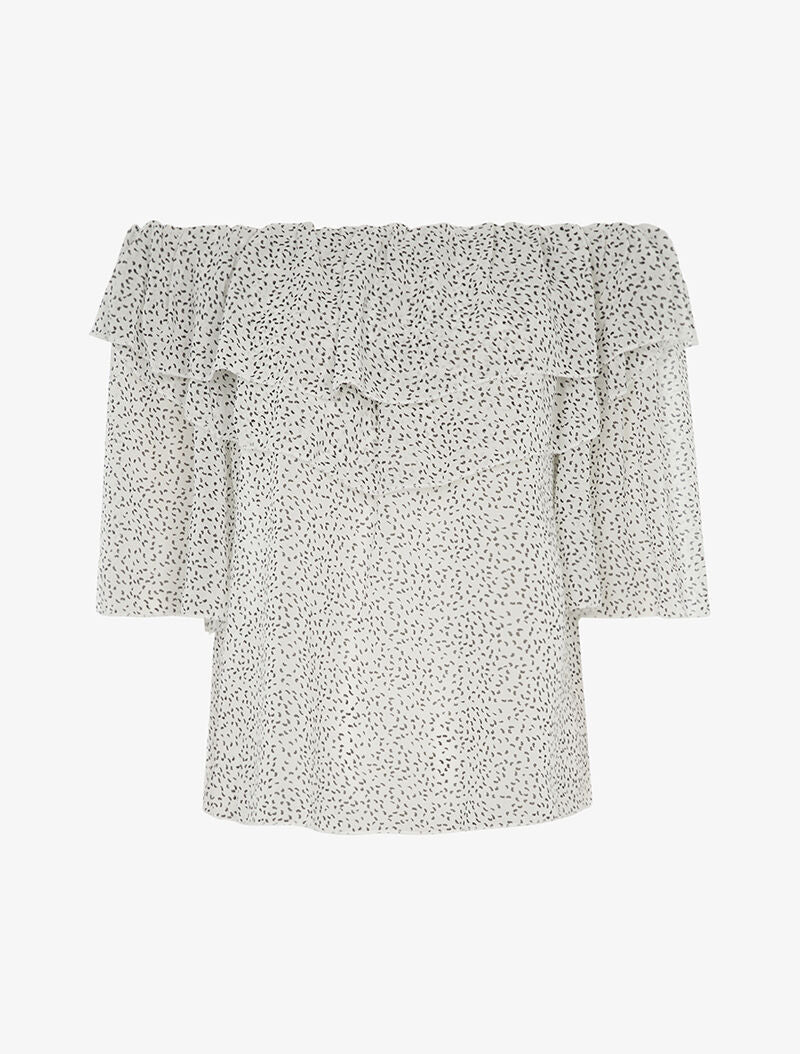 Blouse transparente mouchetée - blanc - 1