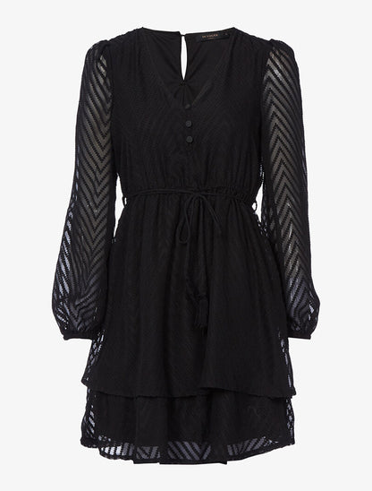 Robe dentelle piquetée - noir - 1