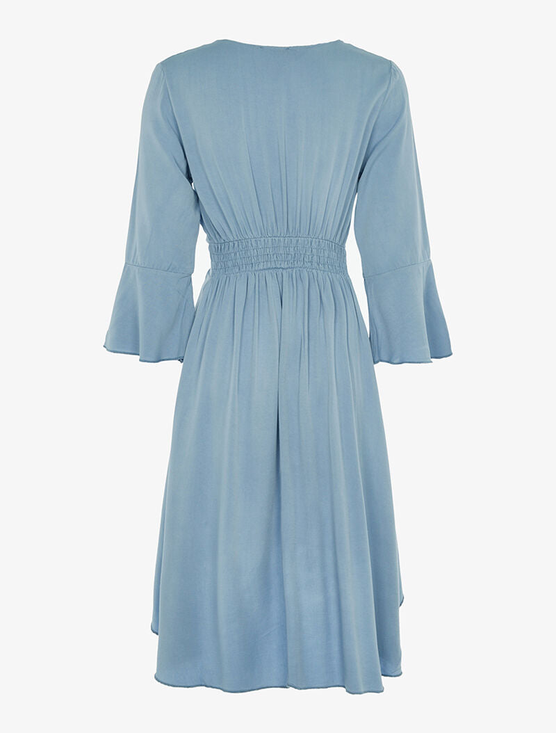Robe asymétrique à manches trompette - bleu ciel - 2