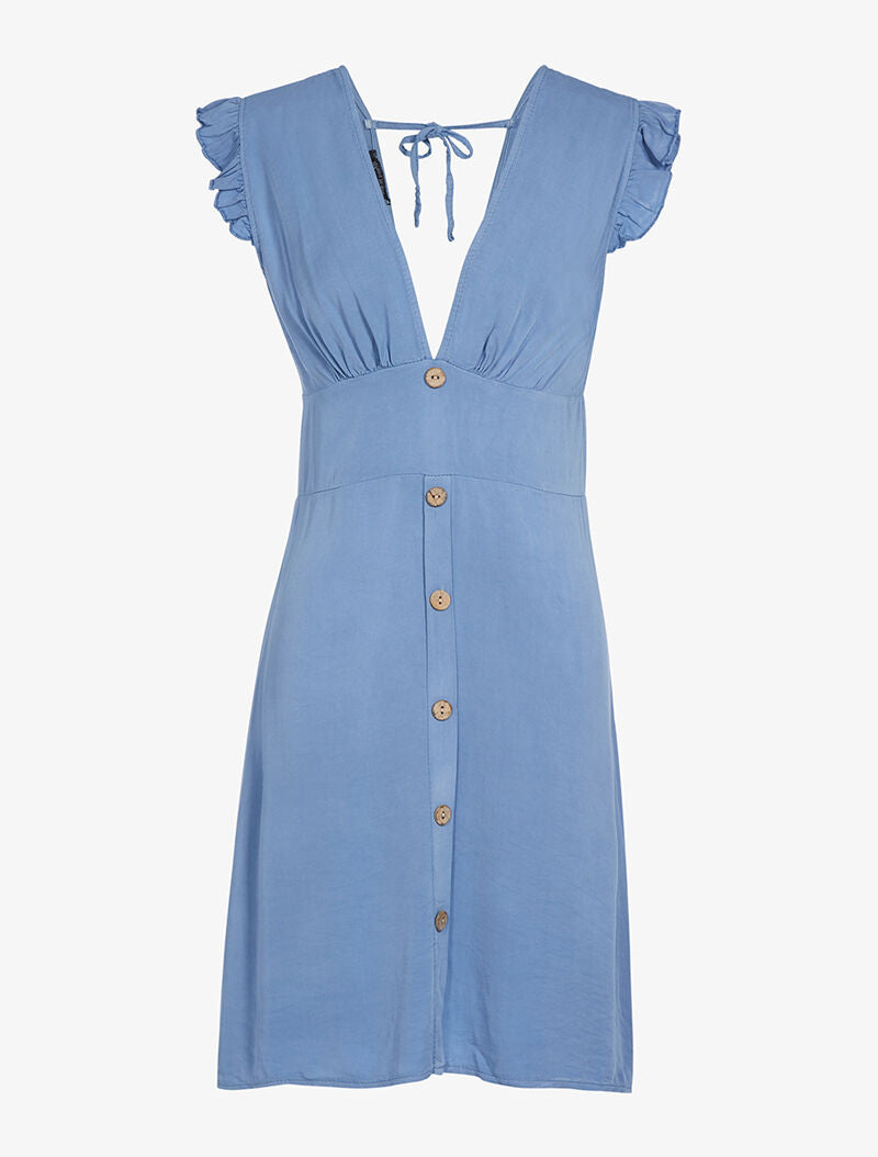 Robe légère à mancherons volantés - bleu - 3